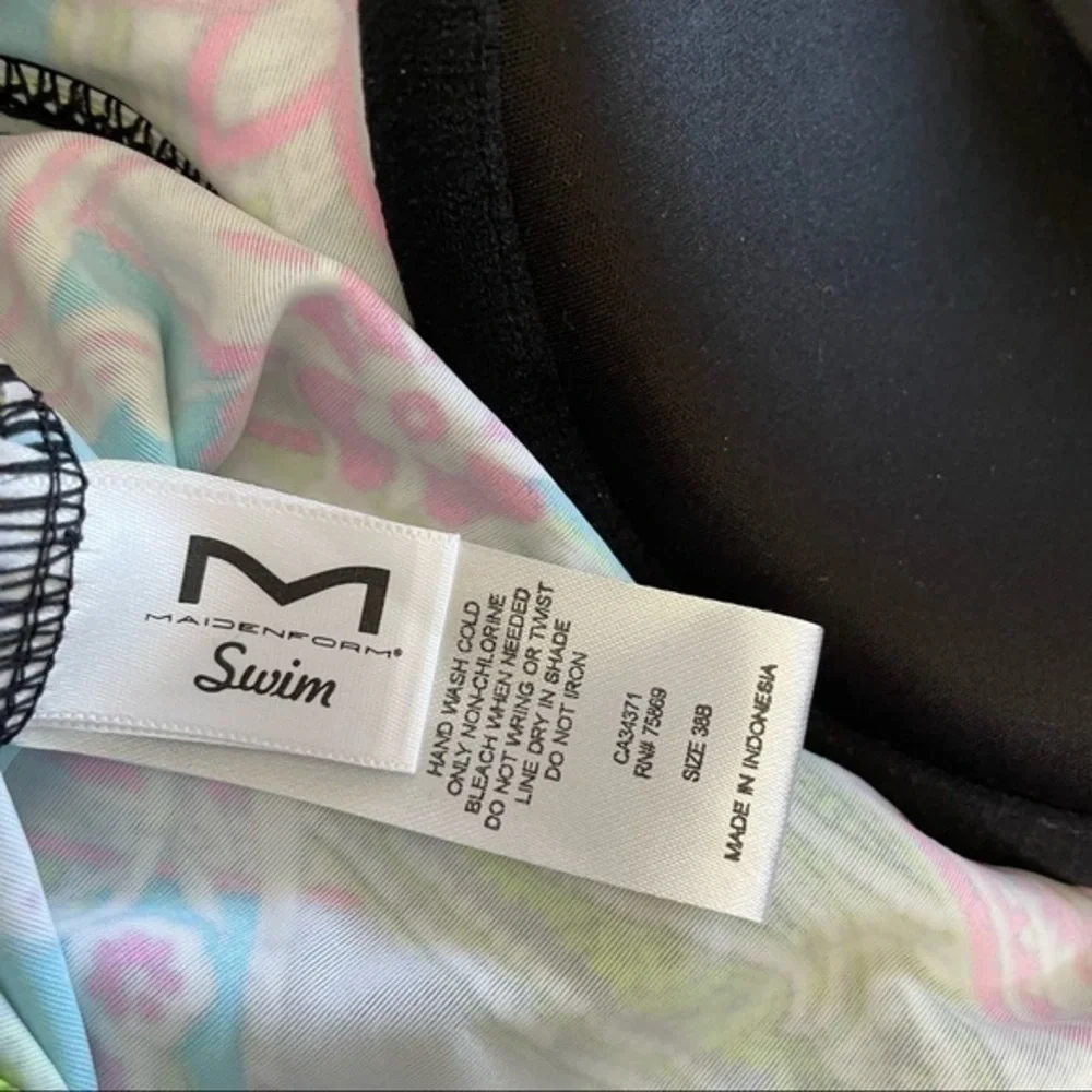 Maidenform swim paisley underwire push up‎ tankini size 38B